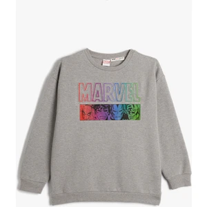 Marvel Lisanslı Sweatshirt Kahramanlar Baskılı Şardonlu