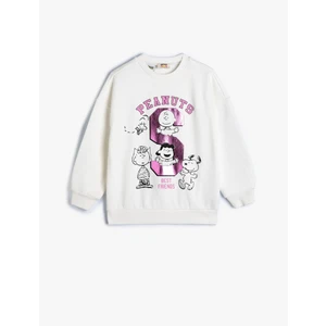 Snoopy Sweatshirt Lisanslı Uzun Kollu Bisiklet Yaka Şardonlu