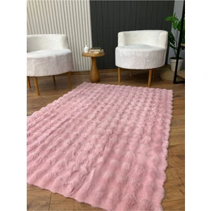 Bubble Tavşan Post Yumuşacık Tavşan Tüyü Kaymaz Yıkanabilir Pembe