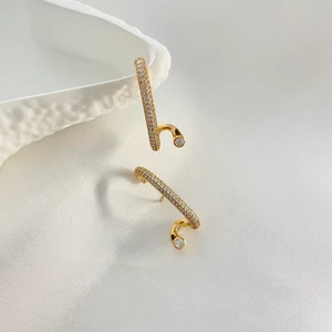 Paradoks Store Tek Sıra Zirkon Taşlı Özel Tasarım Gold Vip Çelik Küpe