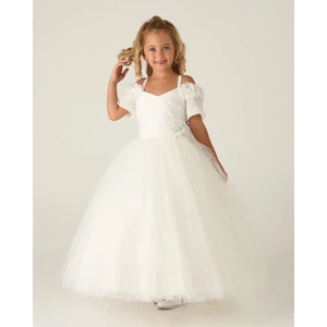 Lisa Kids 2-10 Yaş Plise Çiçekli Abiye Gelinlik