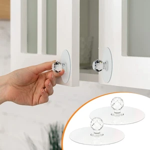 2'li Dekoratif Kristal Yapışkanlı Kulp Askısı Dolap-Çekmece-Pencere - Klozet Kapağı Kulpu