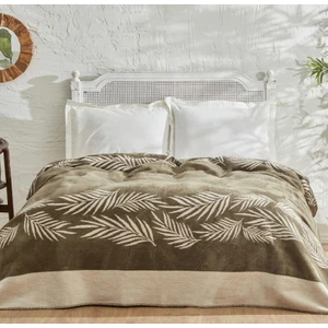 Karaca Home Leaf Haki Tek Kişilik Pamuk Battaniye