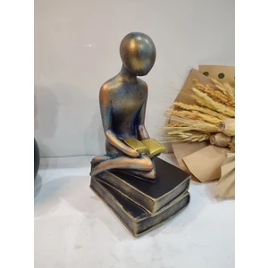 Siluet Kitap Okuyan Insan Dekoratif Biblo