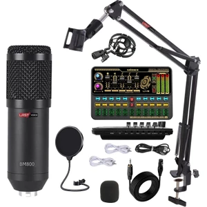 BM800 Live Platinium Set Efektli Ses Kartı Mikrofon Stand Kayıt Canlı Yayın Seti (Pc ve Telefon)