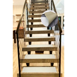 Bonny Home Comfort Krem (5 Adet) Merdiven Halısı Pufidik Peluş Kaymaz Deri Tabanlı Basamak Paspası