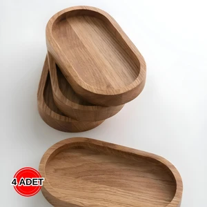Sekoya Crafts 4 Lü Ahşap Tepsi Çay Tepsisi Kahve Tepsisi Sunum Tepsisi Sunumluk