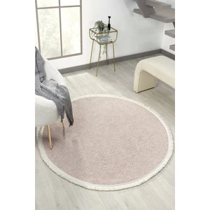 Eliz Home Bej Daire Yuvarlak Saçaklı Modern Dokuma Halı Bej Daire