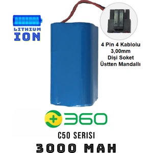 360 C50 Uyumlu Robot Süpürge Yedek Pili 3000MAH Lityum Iyon  Pil ve Batarya Paketi