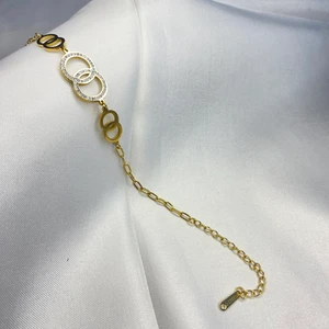 Paradoks Store Çift Halka Zirkon Taşlı Gold Çelik Bileklik