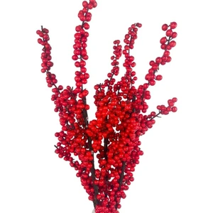 Yapay Çiçek Kokina Uzun Dal 90CM Yılbaşı Çiçeği Red Berry