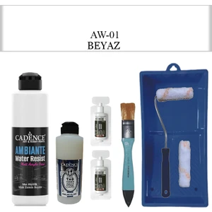 Fayans Tezgah B - Ambiente Islak Zemin Aw - 01 Beyaz 250 ml Katalizör 20 gr Taş Vernik 120  Saten Rulo Set