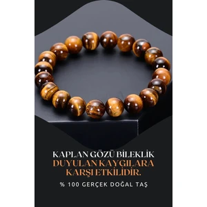 Sertifikalı   Kaplan Gözü Doğal Taş Bileklik 8 mm