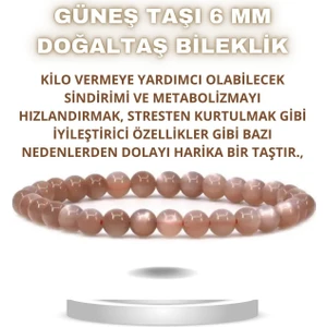 Sertifikalı   Güneş Doğal Taş Bileklik 6 mm