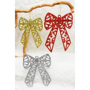 3lü Simli Kurdela Yılbaşı Çam Ağacı Süsü 14*11 Cm
