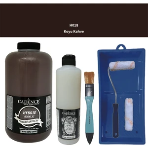Mobilya Boyası -  Multisurface H - 018 Koyu Kahve 2lt Ultimate Parlak Vernik 500 ml  Saten Rulo Set