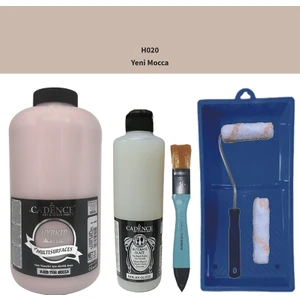 Mobilya Boyası -  Multisurface H - 020 Yeni Mocca 2lt Ultimate Parlak Vernik 500 ml  Saten Rulo Set