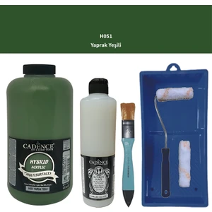 Mobilya Boyası -  Multisurface H - 051 Yaprak Yeşil 2lt Ultimate Parlak Vernik 500 ml  Saten Rulo Set