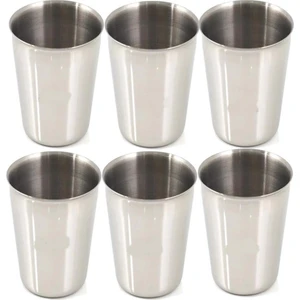 6 Adet Set Standart Boy 220CC Paslanmaz Çelik Bardak Metal Su Çay Bardağı Kırılmaz Garantili Bardak