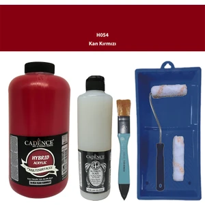Mobilya Boyası -  Multisurface H - 054 Kan Kırmızı 2lt Ultimate Parlak Vernik 500 ml  Saten Rulo Set