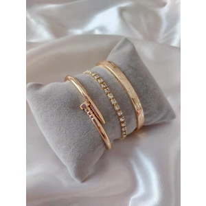 X-lady Accessories Altın Renk Çivi Su Yolu Kartier Altın Kaplama Kararmaz Kombin Bileklik - 2914