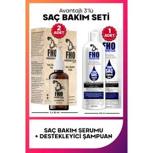 FHO Freshen Hair Saç Bakım Seti – 2 Onarıcı Serum ve 1 Bitkisel Şampuan ile Güçlendirici Fırsat Paketi