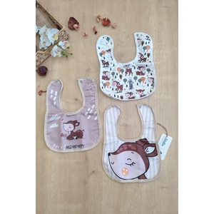 Çift Katlı  Çıtçıtlı Bebek Mama ve Salya Önlük 3 Adet STL6427