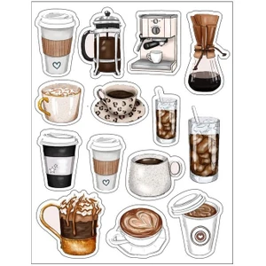 Sf Scrapbook Kahve Temalı Vintage Sticker Set Planlayıcı Ajanda Bullet Journal Scrapbook/scrapbooking