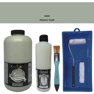Mobilya Boyası -  Multisurface H - 049 Ihlamur Yeşil 2lt Ultimate Parlak Vernik 500 ml  Saten Rulo Set