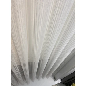 Aleyna Home Taç Floş Çizgili Tül Perde Kullanıma Hazır Sık Pile