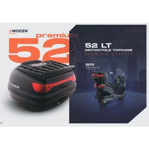 Motosiklet Arka Çanta Wogen 52 Litre Topcase Sırt Dayama Hediyeli