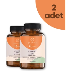 2 Adet Qualiss Q More 60 Kapsül Vitamin C-D, Propolis, Probiyotik, Çinko, Selenyum İçeren Takviye Edici Gıda