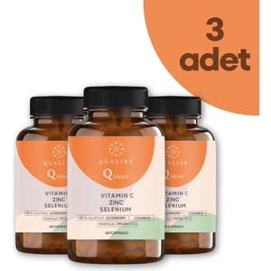 3 Adet Q More 60 Kapsül Vitamin C-D, Propolis, Probiyotik, Çinko, Selenyum İçeren Takviye Edici Gıda