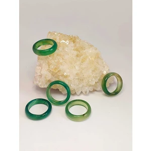 Yaşam Tohumu Akik Taşı Yüzük Yeşil Alacalı 6mm Kalınlığında (Standart Ölçü)