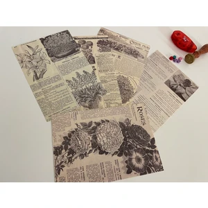 Sf Scrapbook Vintage, Bitki, Çiçek Kağıt Journal Set, Scrapbook, Scrapbooking, Galeri Duvarı, Sanatsal Baskı