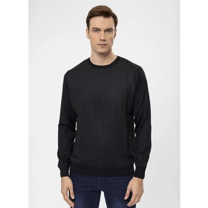 O Yaka Slim Fit Armürlü Siyah Erkek Kazak TR2013700261