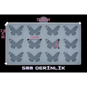 Epoksi Silikon Kalıp / 12'li Mini Kelebek