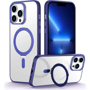Apple iPhone 12 Pro Max Uyumlu Kılıf Zebana First Class Standlı Kılıf (Kablosuz Şarj Destekli) Lacivert