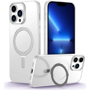 Apple iPhone 12 Pro Max Uyumlu Kılıf Zebana First Class Standlı Kılıf (Kablosuz Şarj Destekli) Şeffaf