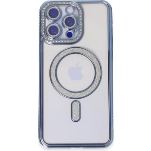 Apple iPhone 15 Pro Max Kılıf Joke Simli Magneticsafe Kılıf - Mavi
