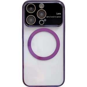 Apple iPhone 14 Pro Max Uyumlu Full Lens Magsafe Tam Kamera Korumalı Mor Kılıf