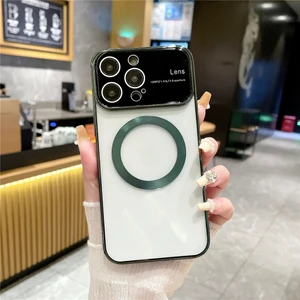 Apple iPhone 14 Pro Max Uyumlu Full Lens Magsafe Tam Kamera Korumalı Yeşil Kılıf