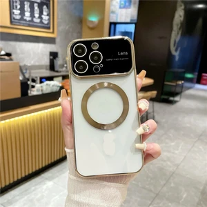 Apple iPhone 13 Promax Uyumlu Full Lens Magsafe Tam Kamera Korumalı Gold Kılıf