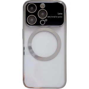 Apple iPhone 13 Promax Uyumlu Full Lens Magsafe Tam Kamera Korumalı Gümüş Kılıf