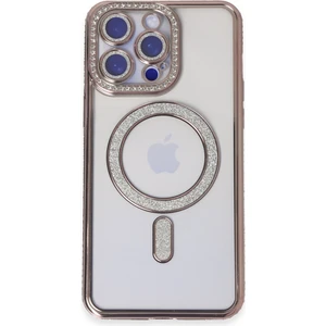 Apple iPhone 15 Pro Kılıf Joke Simli Magneticsafe Kılıf - Pembe