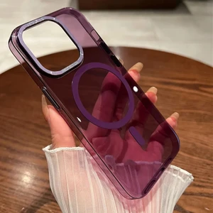 Apple iPhone 12 Pro Max Uyumlu Sert Parlak Magsafe Kılıf Mika Mor