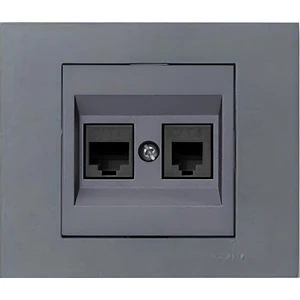 Grano Metalik Cat6 RJ45 Cat3 RJ11 Ikili Data Prizi Füme + Füme Çerçeve