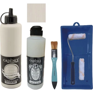 Mobilya Boyası -  Multisurface H - 079 Fildişi Sahili 500 ml Ultimate Vernik Parlak 250 ml  Saten Rulo Set