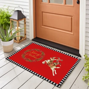 FERRAGNI Home Porcellana Firenze Ithal Kapı Önü Paspası Dış ve Iç Mekan Uyumlu Yılbaşı Temalı 45 x 65 cm Kaydırmaz Taban