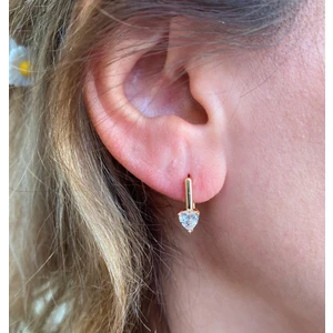 Altın Kaplama Çelik Küpe Sedef Kalp Tasarım Kadın Küpesi